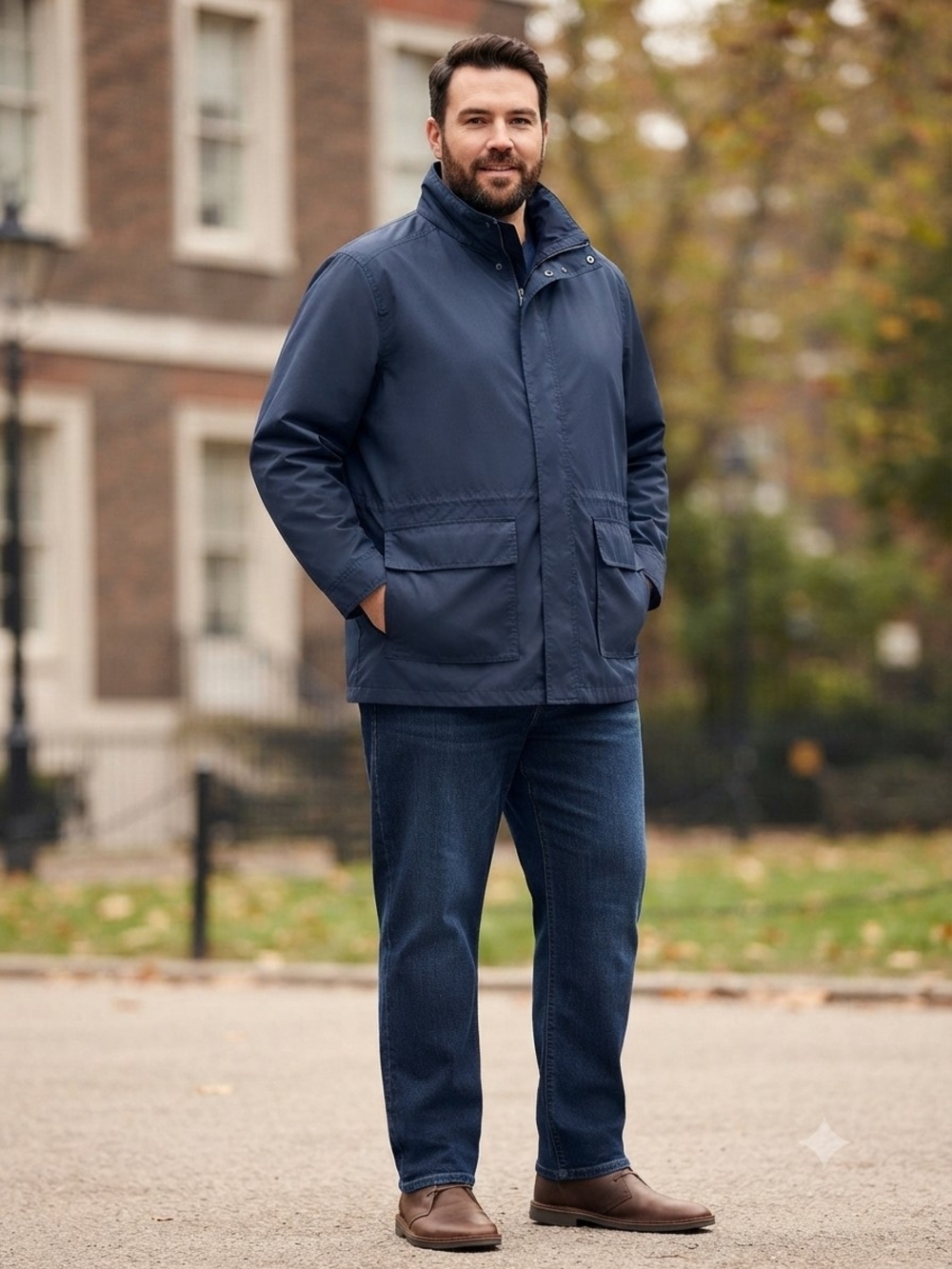 Denver Hayes Navy Raincoat with Flap Pockets Size 2XL